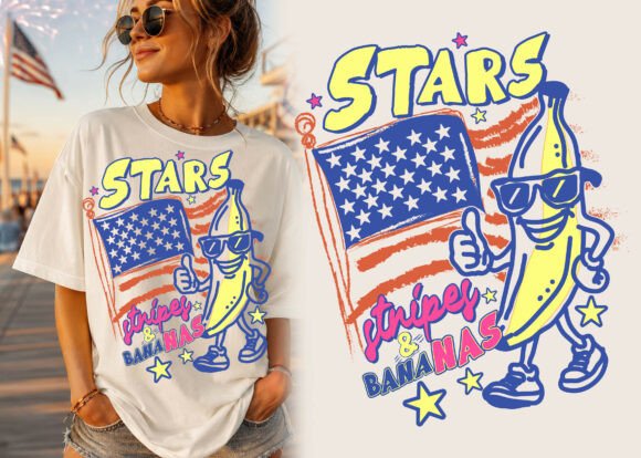 4th of July Stars Stripes Bananas Shirt: A Playful Design Asset