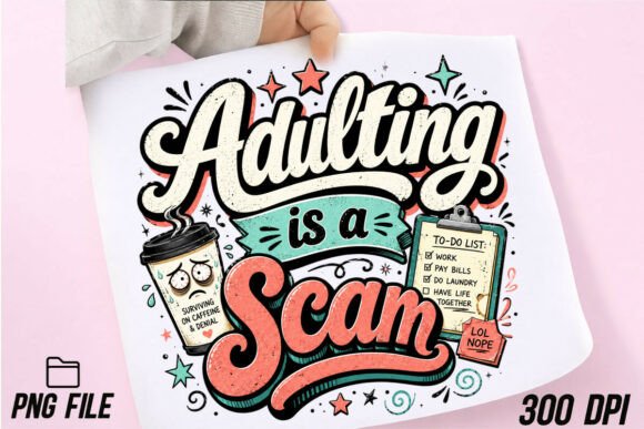 Adulting is a Scam: The Perfect Sarcastic PNG for Real Life