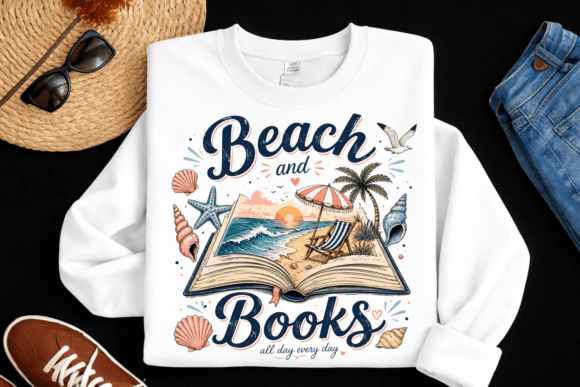 Beach and Books PNG: A Dreamy Escape for Book Lover Designs