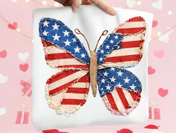 Celebrate Freedom with the 4th of July Patchwork Butterfly Png