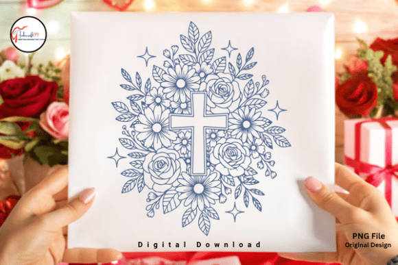 Elegant Floral Cross PNG: A Designer's Faith-Based Asset