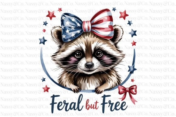 Feral but Free Raccoon 4th of July PNG