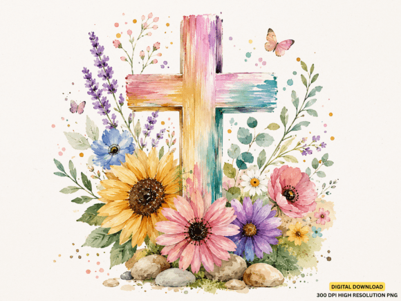 Floral Christian Cross PNG: A Design Asset for Meaningful Creations