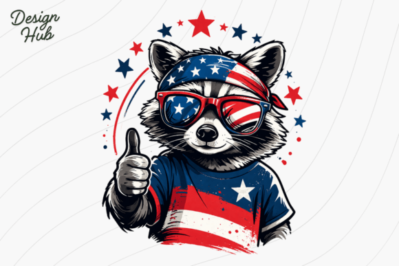 Funny USA Raccoon 4th July PNG: A Bold Patriotic Design Asset
