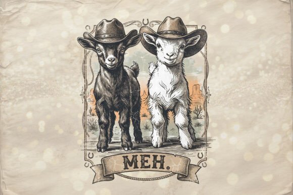 Funny Vintage Western Cowboy Goats PNG: A Designer's Unexpected Asset