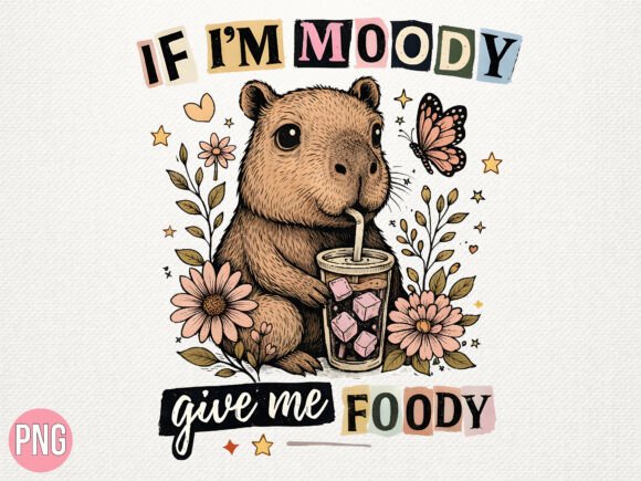 Moody Capybara Drinking Iced Coffee PNG: A Designer's Delight