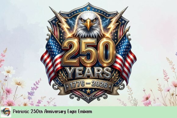 Patriotic 250th Anniversary Eagle Emblem: A Design Asset
