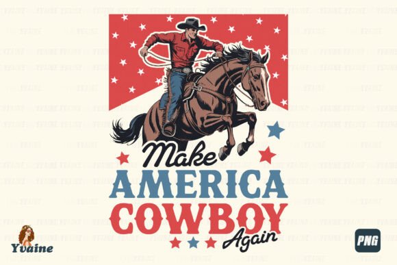 Retro 4th of July Patriotic Western PNG: A Bold Design Asset