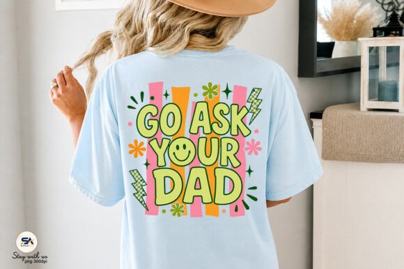 Retro Pastel Charm: Elevate Designs with Go Ask Your Dad PNG