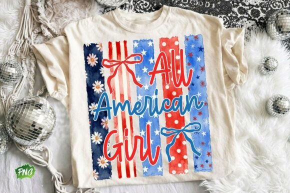 Striped Floral All American Girl Png: A Designer's Asset