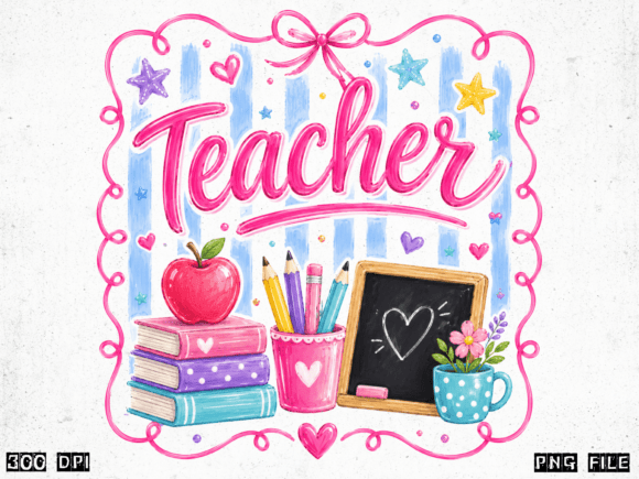 Teacher Love Inspire PNG: Cute Classroom Design for Educators